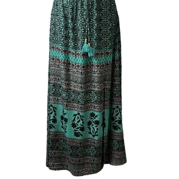 NWT Earthbound Womens Green & Purple Boho Printed Halter VCut Maxi Dress Medium - Picture 6 of 11